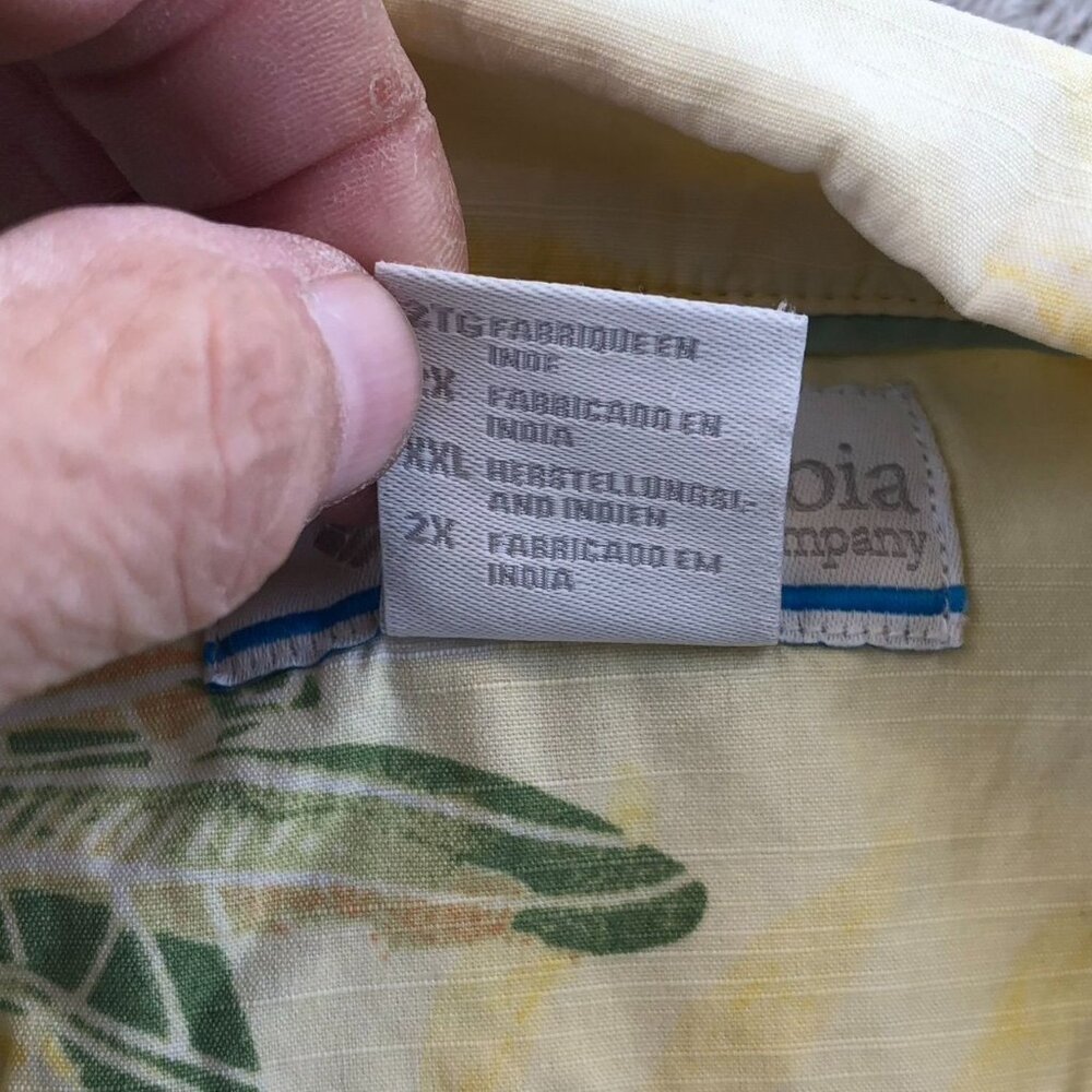 Columbia Mens Hawaiian Shirt XXL Short Sleeve Yellow Tropical Button Up Casual - Picture 6 of 10